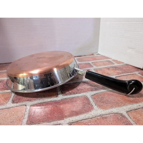 Vintage Revere Ware 9" Inch - 94k Copper Clad Bottom Skillet Sauté Pan ~ No Lid - Picture 2 of 6
